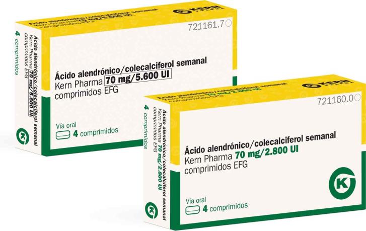 Kern Pharma lanza Ácido alendrónico/colecalciferol semanal Kern Pharma EFG para el tratamiento de la osteoporosis postmenopáusica.