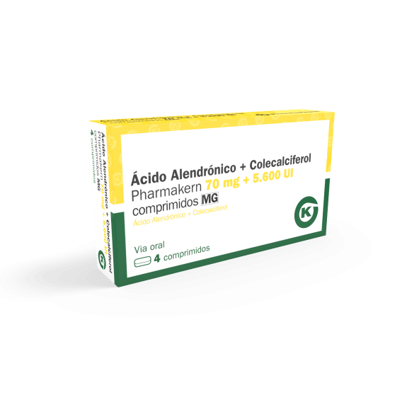 Ácido alendrónico + Colecalciferol Pharmakern 70 mg + 5600 U.I. Comprimido