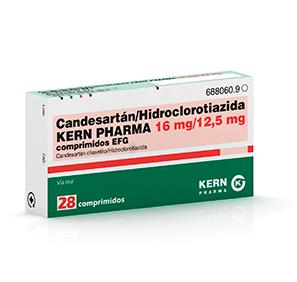 Candesartán / Hidroclorotiazida Kern Pharma EFG 16 mg/12,5 mg, 28 compr.