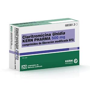 Claritromicina Unida  Kern Pharma EFG 500 mg 20 compr. liber. modif.