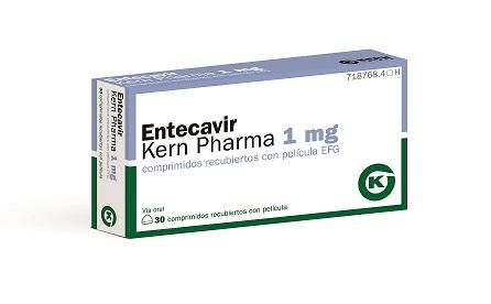 Entecavir Kern Pharma 1 mg comprimidos recubiertos con película EFG, 30 comprimidos
