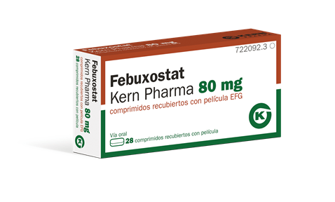 Febuxostat Kern Pharma 80 mg comprimidos recubiertos con película EFG, 28 comprimidos