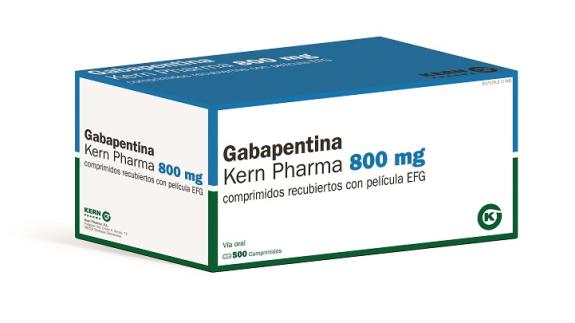 Gabapentina Kern Pharma EFG 800 mg, 500 compr. recub. ENVASE CLÍNICO