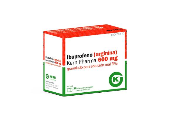 Ibuprofeno (arginina) Kern Pharma 600mg granulado para solución oral EFG, 20 sobres