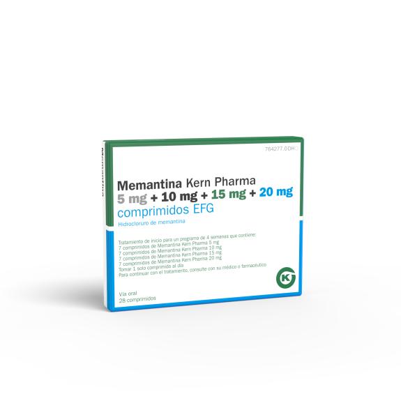 Memantina Kern Pharma 5 mg + 10 mg + 15 mg + 20 mg comprimidos EFG. 28 comprimidos