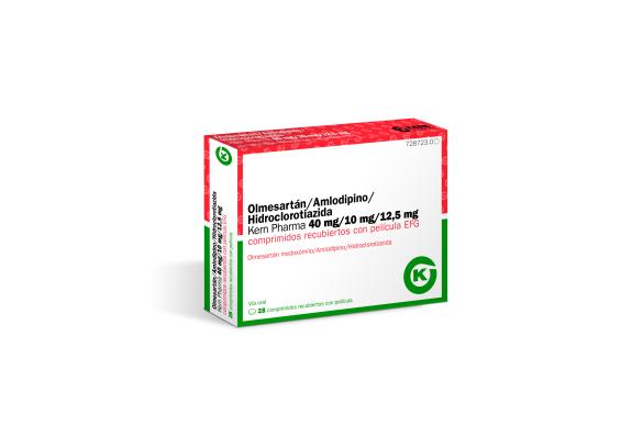 Olmesartán/Amlodipino/Hidroclorotiazida KERN PHARMA  40 mg / 10 mg / 12,5 mg comprimidos recubiertos con película EFG