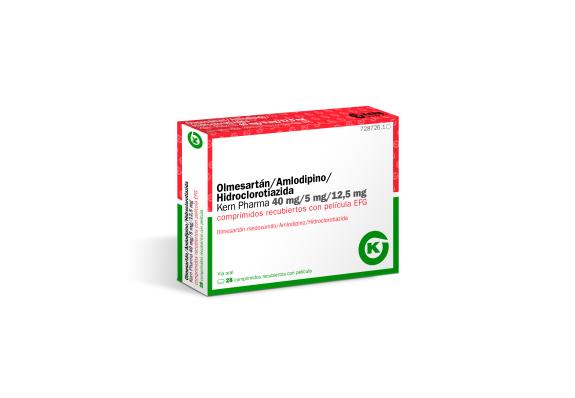 Olmesartán/Amlodipino/Hidroclorotiazida KERN PHARMA  40 mg / 5 mg / 12,5 mg comprimidos recubiertos con película EFG