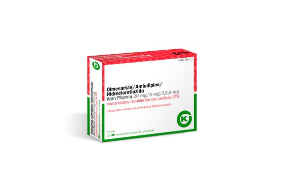Olmesartán/Amlodipino/Hidroclorotiazida KERN PHARMA 20 mg/5 mg /12,5 mg comprimidos recubiertos con película EFG