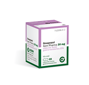 Omeprazol Kern Pharma 20 mg cápsulas duras gastrorresistentes EFG, 28 cápsulas frasco