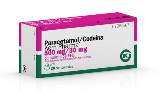 Paracetamol / Codeína  Kern Pharma EFG 500 mg/30 mg, 20 compr.