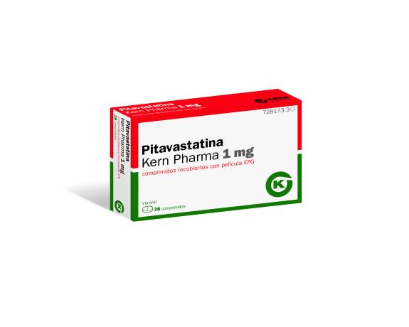 Pitavastatina Kern Pharma 1mg comprimidos recubiertos con película EFG, 28 comprimidos