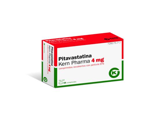 PITAVASTATINA KERN PHARMA 4mg comprimidos recubiertos con película EFG, 28 comprimidos