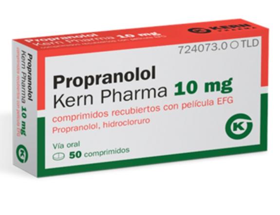 Propranolol Kern Pharma 10 mg comprimidos recubiertos con película EFG, 50 comprimidos