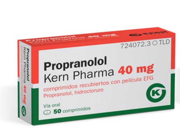 Propranolol Kern Pharma 40 mg comprimidos recubiertos con película EFG, 50 comprimidos