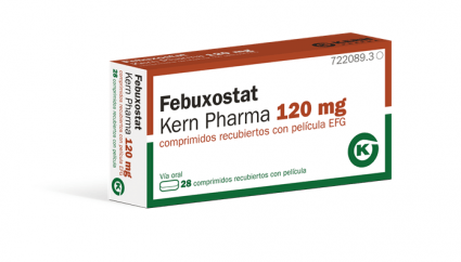 Febuxostat Kern Pharma 120 mg comprimidos recubiertos con película EFG, 28 comprimidos