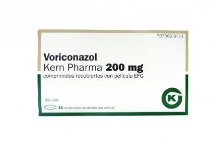 Voriconazol Kern Pharma 200 mg comprimidos recubiertos con película EFG, envase de 14 comprimidos