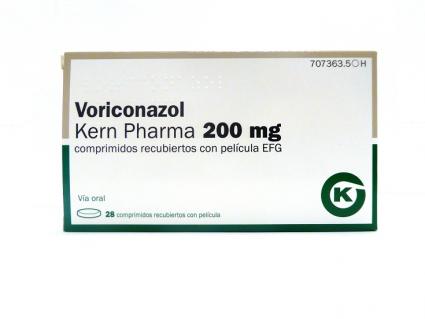 Voriconazol Kern Pharma 200 mg comprimidos recubiertos con película EFG, envase de 28 comprimidos